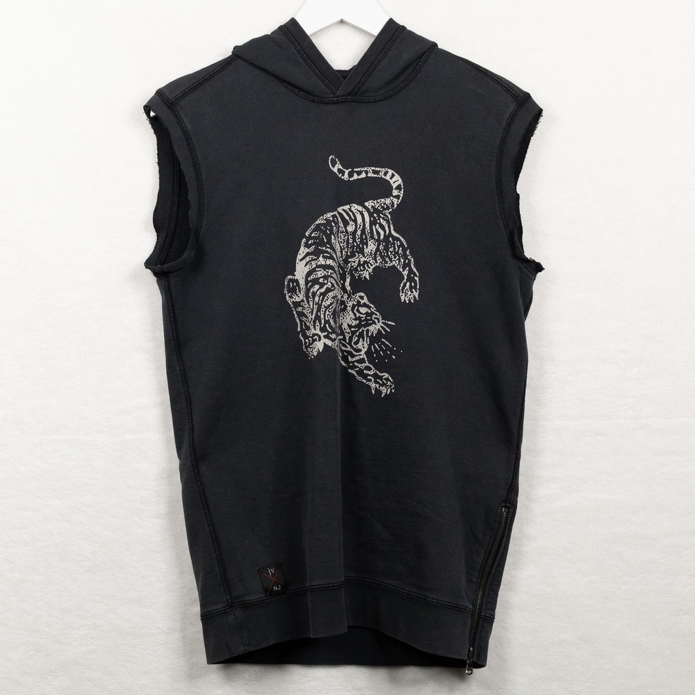 JOHN VARVATOS X Nick Jonas Tiger Detroit Rock City Sleeveless Hoodie Black Sz XS